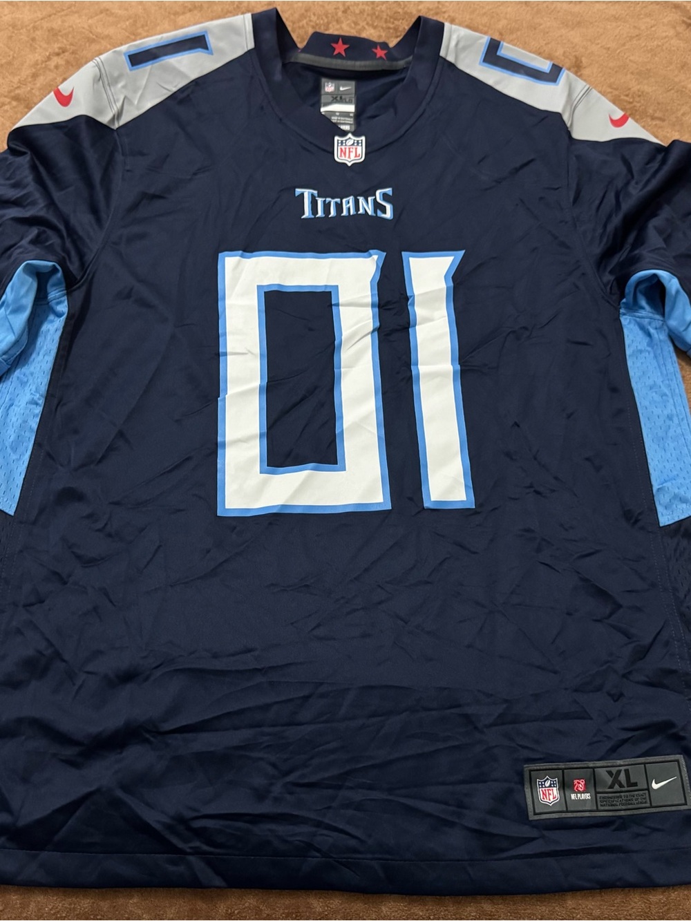 Nike Men's Tennessee Titans Navy and Light Blue Football Jersey